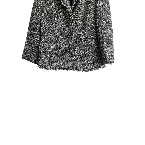 Peter Nygard‎ Women Jacket 12P Black Tweed Fringe Trim Metallic Thread Old Money - Picture 10 of 16